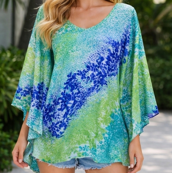 Apt. 9 Tops - APT. 9 | Poncho | Size S | Green, Blue and Aqua